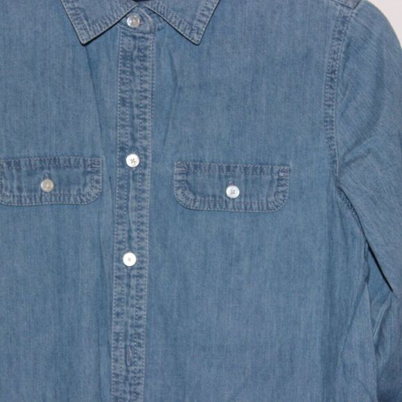 Talbots Blue 100% Cotton Blend Button Down Denim Shirt Dress Women's Size 4 - Picture 8 of 12
